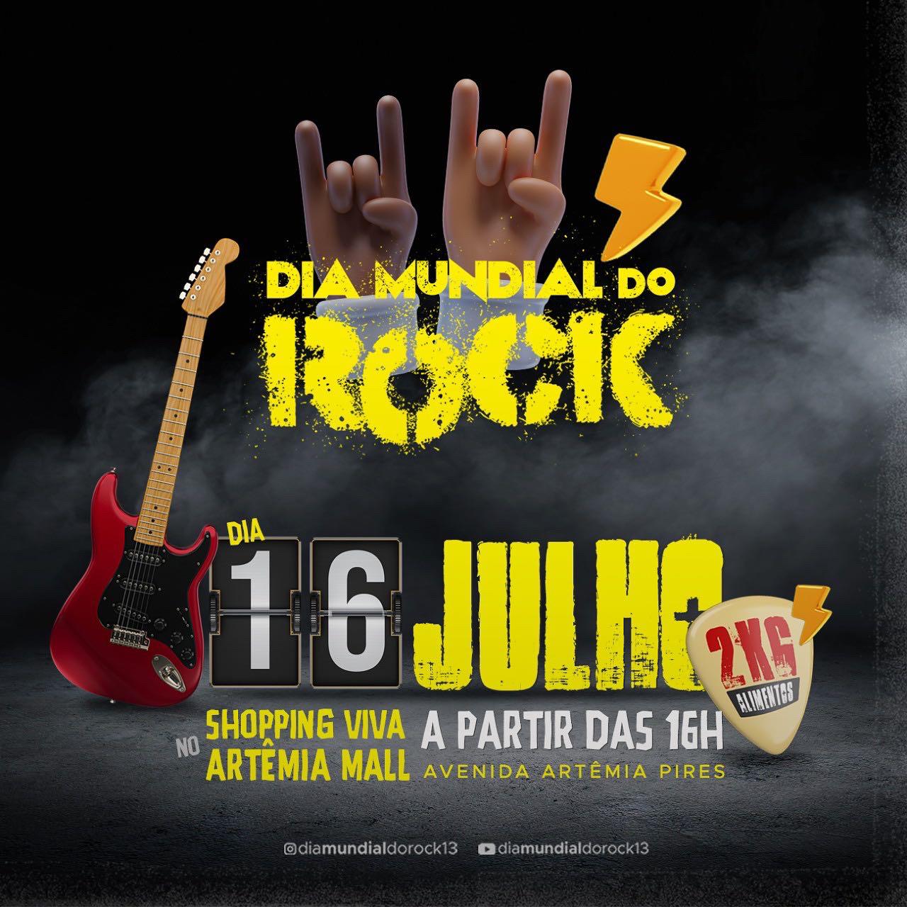 Dia Mundial do Rock será realizado neste sábado (16) no Viva Artêmia Mall