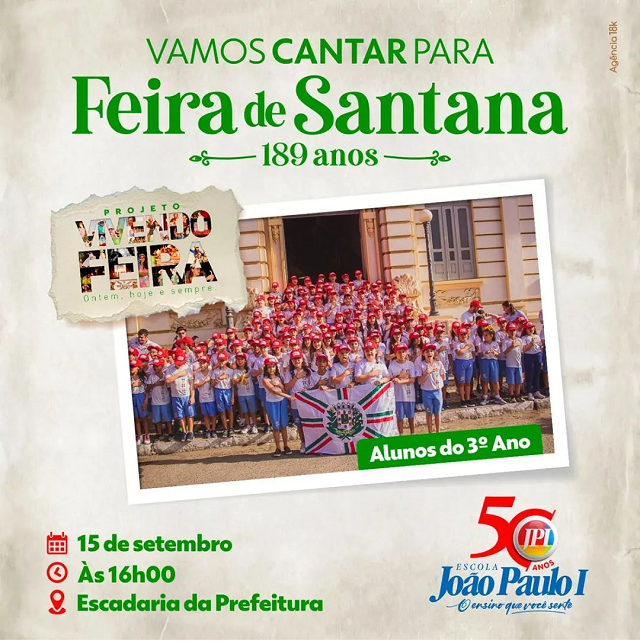 Aniversário da Cidade: cantata na Prefeitura Municipal homenageia Feira nesta quinta (15)