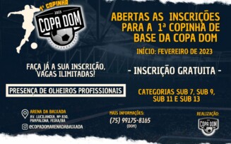 Inscrições abertas para a 1ª Copinha de Futebol: Copa Dom