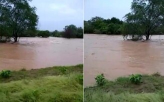 Moradores ilhados após rio transbordar em Maracás_ Enviada Via Whatsapp_ Blog do Marcos Frahm
