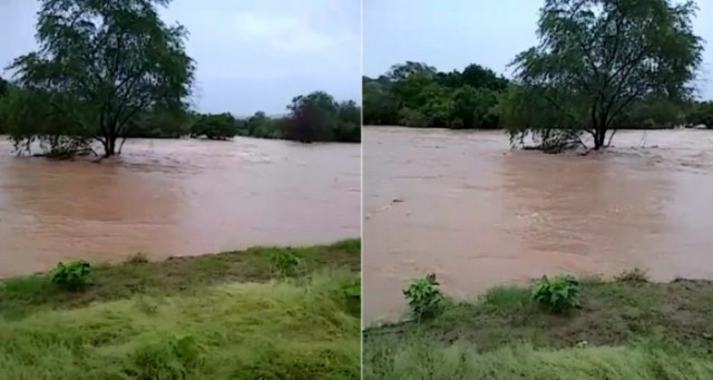 Moradores ilhados após rio transbordar em Maracás_ Enviada Via Whatsapp_ Blog do Marcos Frahm