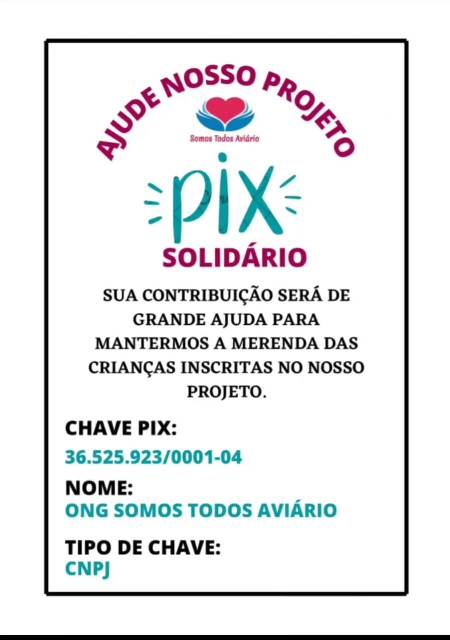 PIX Solidário ONG Aviário_