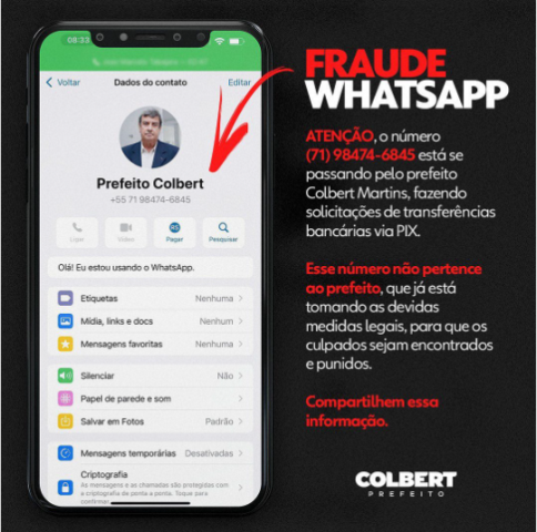 Fraude Whatsapp_ Prefeito Colbert_ Foto Divulgação Instagram