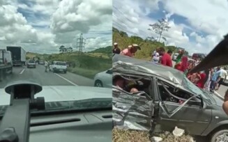BR-324: acidente entre carro e carreta mata duas pessoas e deixa quatro feridas