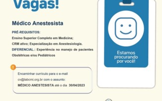 Hospital Estadual da Criança está com vaga aberta para anestesista