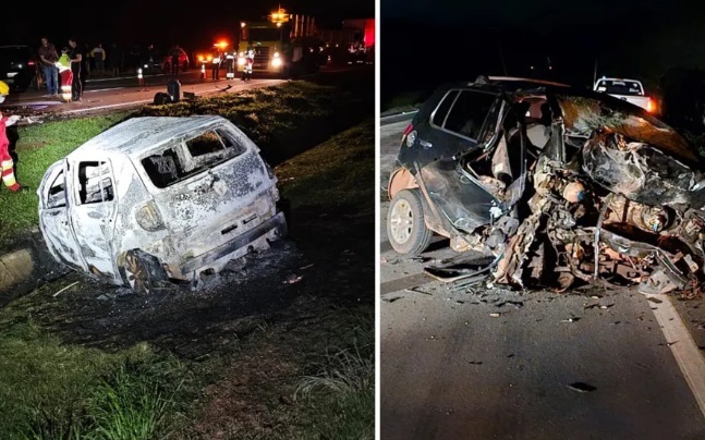 Acidente mata quatro pessoas e deixa carros destruídos em Goiás