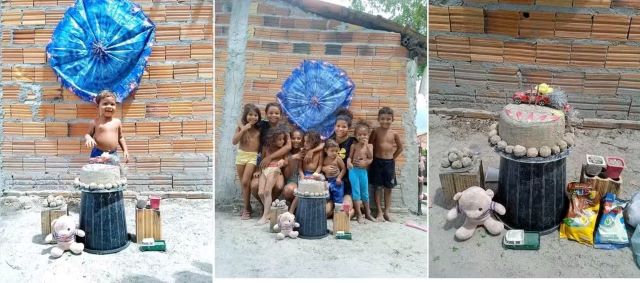 Menino comemora aniversário com bolo e docinhos de areia e comove internautas