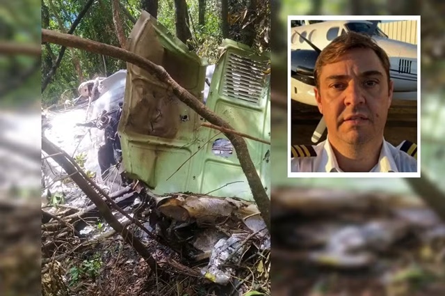 Equipe em terra chega a destroços de avião que caiu na Serra do Japi, em Jundiaí (SP), e encontra corpo de piloto
