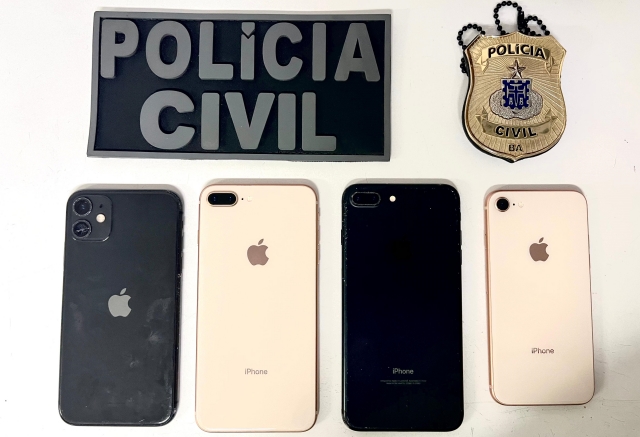 aparelhos de celular recuperados pela Polícia civil