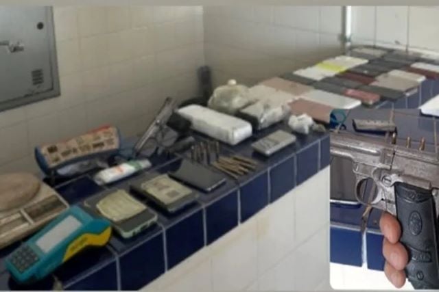 apreensão policial drogas celulares Maconha cocaína arma pistola